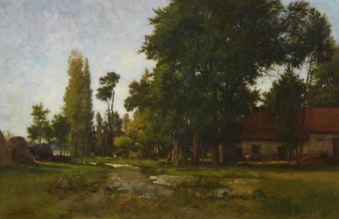 Léon Richet - Landschaft mit Gehöft