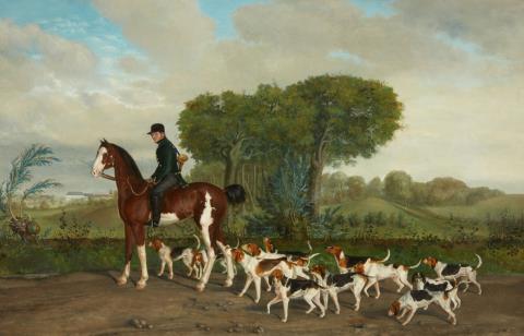 August Carl Vilhelm Thomsen, attributed to - Hunter with a Pack of Dogs Belonging to the Duke of Schleswig-Holstein-Sonderburg-Augustenburg