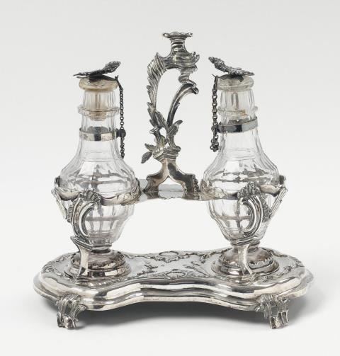 Daniel Schiller - A rococo Augsburg silver cruet stand. Marks of Daniel Schiller, 1761 - 63.