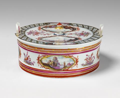 A rare large Meissen porcelain covered butter dish.