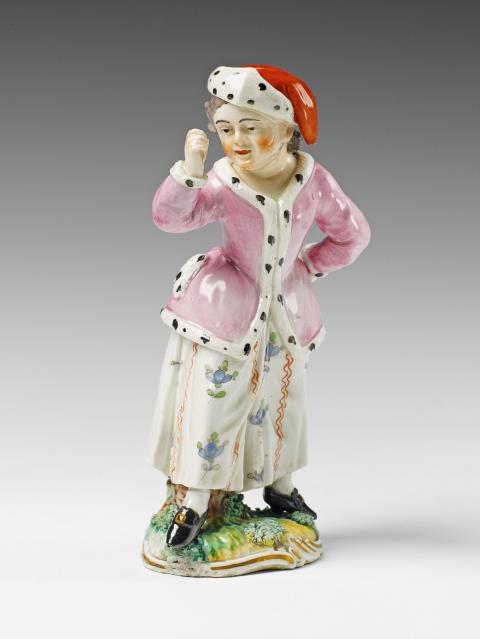 Porcelain Manufacture Frankenthal - A small Frankenthal porcelain figure of a Polish girl in a fur coat.