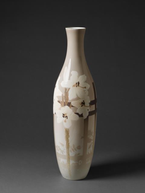  Royal Porcelain Manufacture Copenhagen - A large Royal Copenhagen vase with lily flower decor.