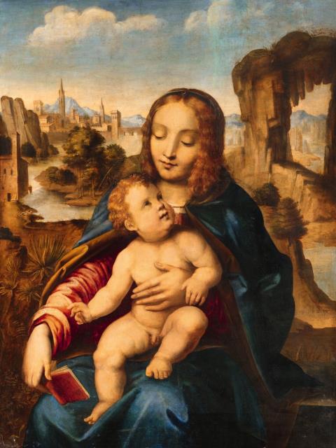  Norditalienischer Meister - Madonna mit Kind in felsiger Landschaft