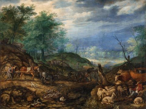 Roelant Savery - Landscape with Shepherds and a Wagon