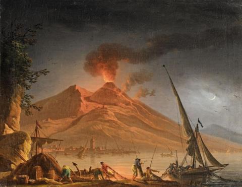 Charles François Lacroix de Marseille - Ausbruch des Vesuv bei Nacht