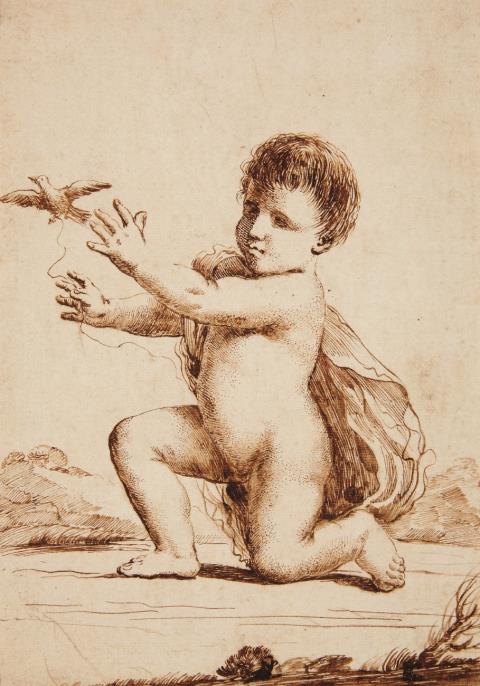 Giovanni Francesco Barbieri, called Il Guercino - A Kneeling Boy with a Bird