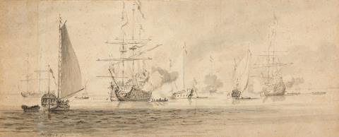 Willem van de Velde d. J. - Vor Anker liegende Segelschiffe