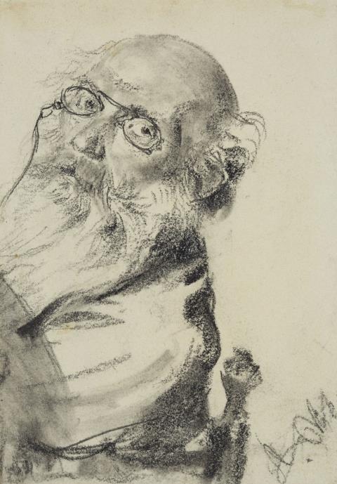Adolph von Menzel - Studie eines alten Mannes mit Brille