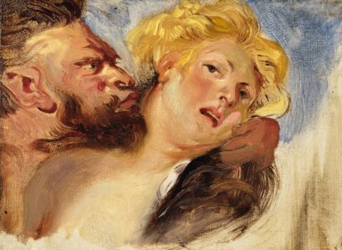 Eugène Delacroix - Satyr and Nympf (after Peter Paul Rubens)