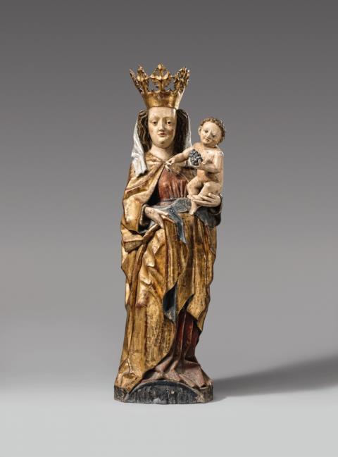  Ulm - A wooden figure of the Virgin with Child, probably carved in Ulm circa 1460/1480.