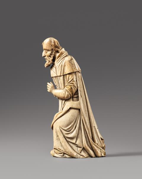 Northern Italy - A late 14th century Northern Italian carved ivory figure of Saint Joseph.
