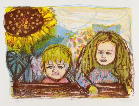 Otto Dix - Zwei Kinder (mit Sonnenblume)