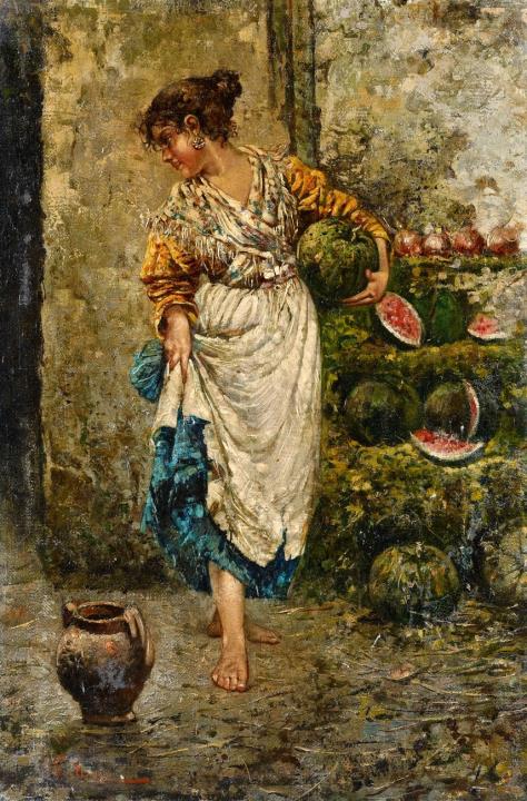 Vincenzo Irolli - A Young Woman with Watermelons