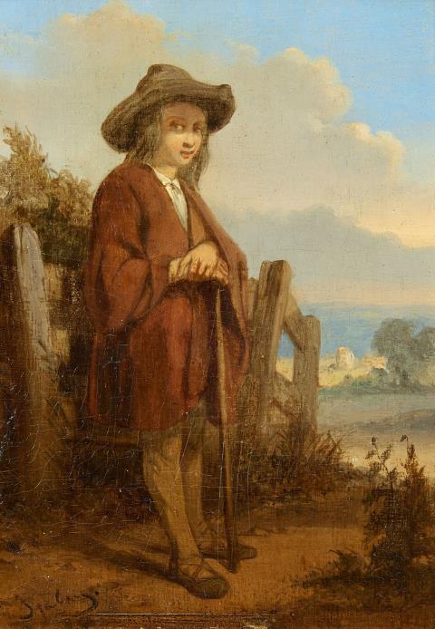 Eugène Isabey - Landschaft mit jungem Mann