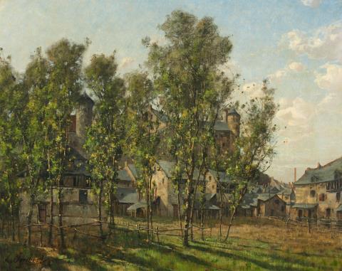 Léon Joubert - Landscape with View of a Castle and a City