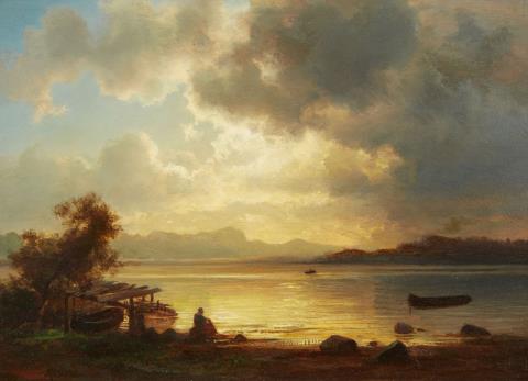 Christian Ernst Bernhard Morgenstern - An Evening Mood at Lake Starnberg