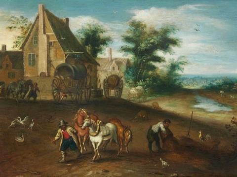 Adriaen van Stalbemt - Landscape with Peasants Working the Land