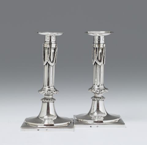 Gottlieb Johann Biller - A pair of Augsburg silver candlesticks