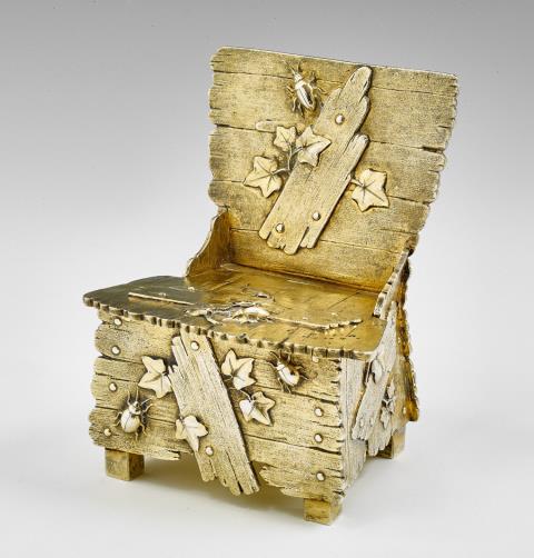 Pawel Fedorowitsch Sasikov - A Moscow silver gilt trompe l'oeil salt formed as a throne