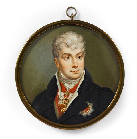 Joseph Einsle - A portrait miniature of Clemens Wenzel Fürst von Metternich.