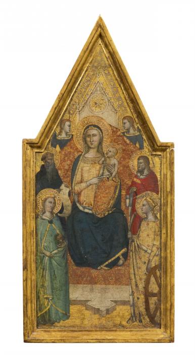 Andrea di Bonaiuto (Andrea da Firenze) - Madonna mit Kind von Engeln und Heiligen umgeben