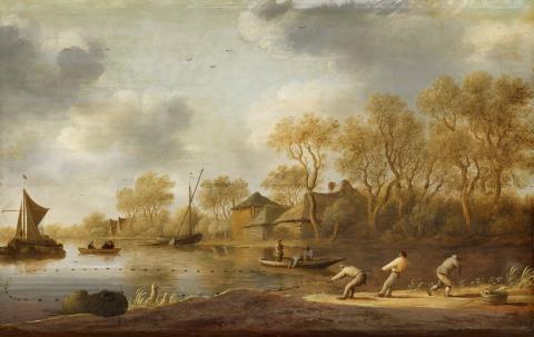 Pieter de Neyn - Landschaft mit Fischern beim Einholen der Netze