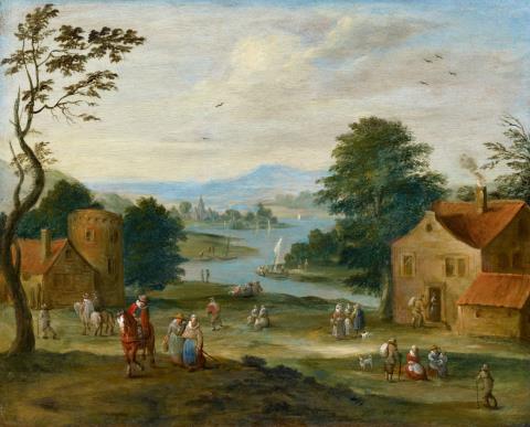 Karel Breydel, genannt Le Chevalier - Ansicht eines Dorfes an einem Fluss