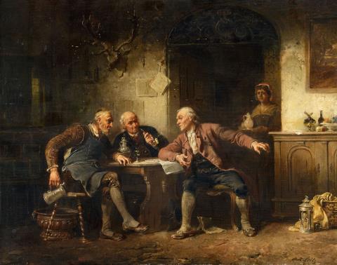 Anton Seitz - Drei Männer am Tisch