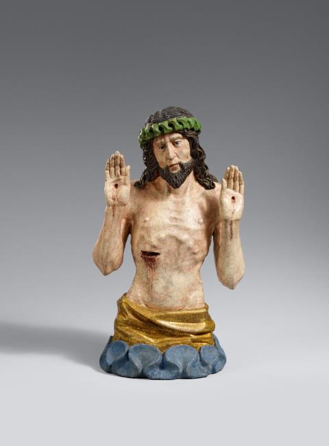  Ulm - An Ulm carved wooden figure of Christ as the Man of Sorrows, circa 1460.