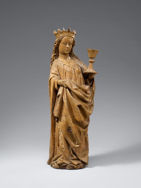 Swabia - A late 15th century, presumably Swabian, figure of Saint Barbara.