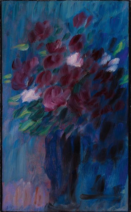 Alexej von Jawlensky - Großes Stilleben (Vase mit Rosenstrauß, Dunkelrote Blume) bzw. Bouquet à l'heure bleue