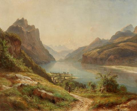 Robert Kummer - View of a Mountain Lake (possibly Lago Maggiore)