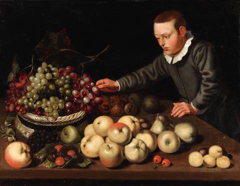 Floris van Schooten - Früchtestillleben mit einem Knaben