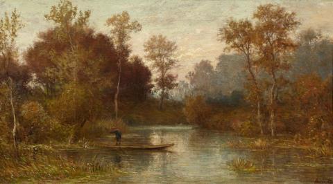 Peter Burnitz - River Landscape with a Barge