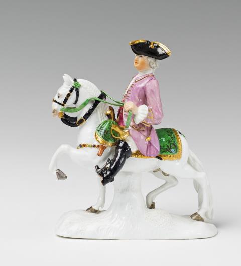 Wilhelm Caspar Wegely - A rare Wegely model of an officer on horseback