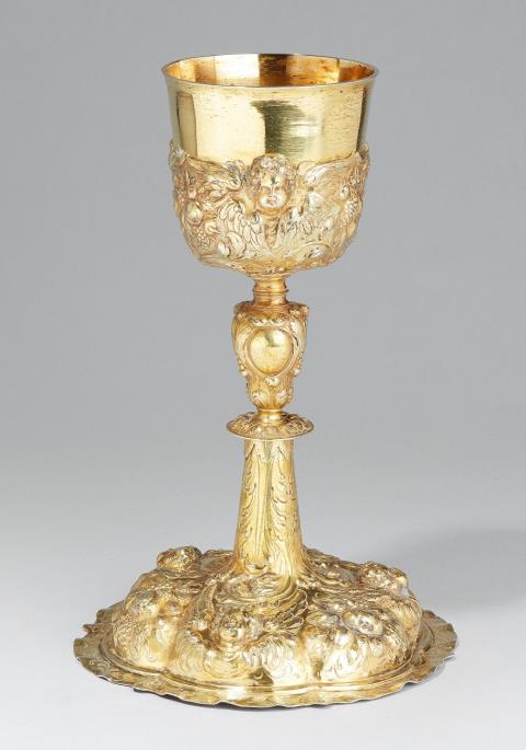 Johannes Zeckel - A baroque Augsburg silver communion chalice. Marks of Johannes Zeckel, 1691 - 92.