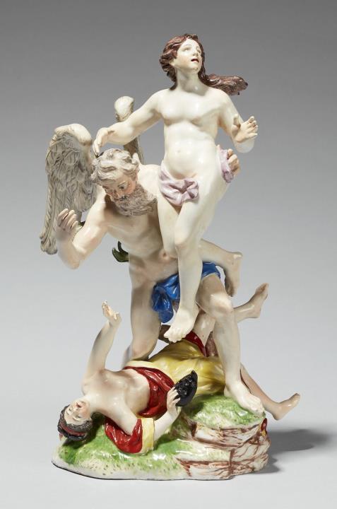 Johann Wilhelm Lanz - A rare Strasbourg porcelain model representing time's triumph over beauty