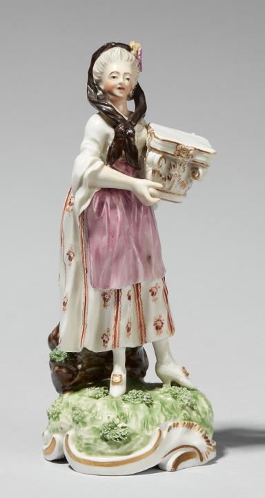 Porcelain Manufacture Frankenthal - A Frankenthal porcelain figure of a lady as an allegory of architecture