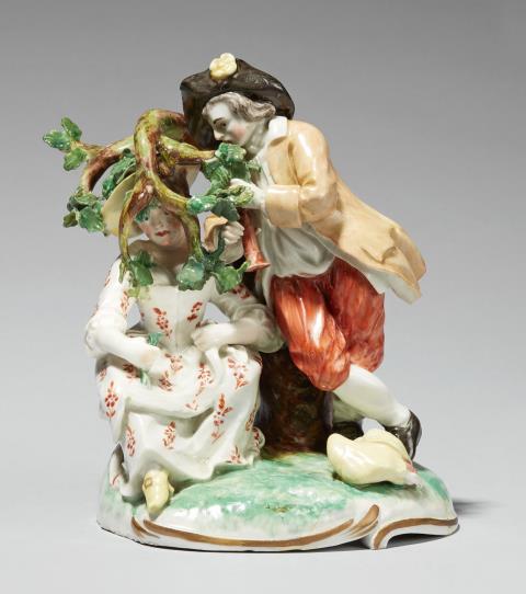 Porcelain Manufacture Frankenthal - A rare Frankenthal porcelain group of a musical couple beneath a tree