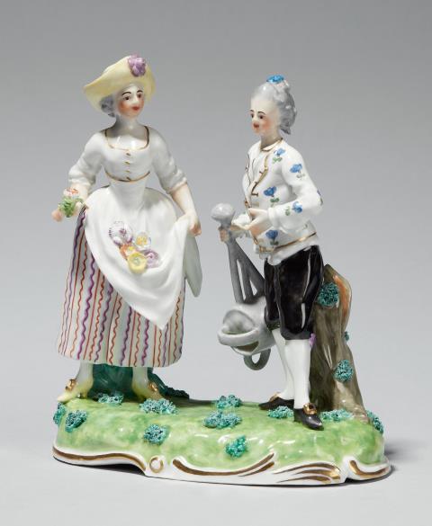 Porcelain Manufacture Frankenthal - A Frankenthal porcelain pair of gardener figures as an allegory of summer