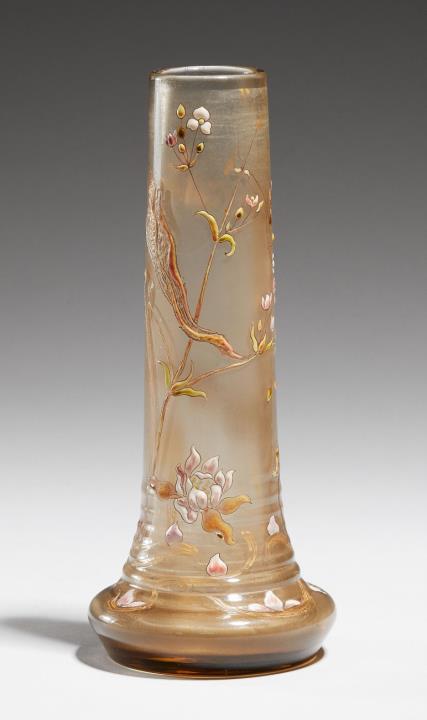  Gallé (Cristallerie de Gallé) - A Gallé etched and gilt overlay glass vase