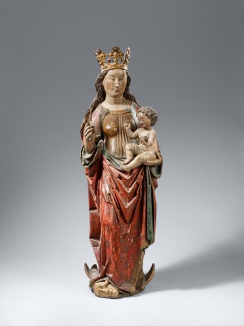  Central Rhine Region - A probably Central Rhenish wooden figure of the Virgin and Child, second half 15th century.