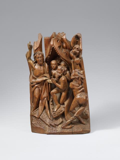 Flemish 1st quarter 16th century - A Flemish carved wood group of the harrowing of hell, first quarter 16th century