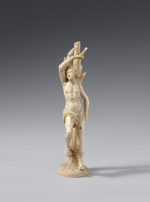 Probably German late 17th century - A probably German late 17th century carved ivory figure of Saint Sebastian