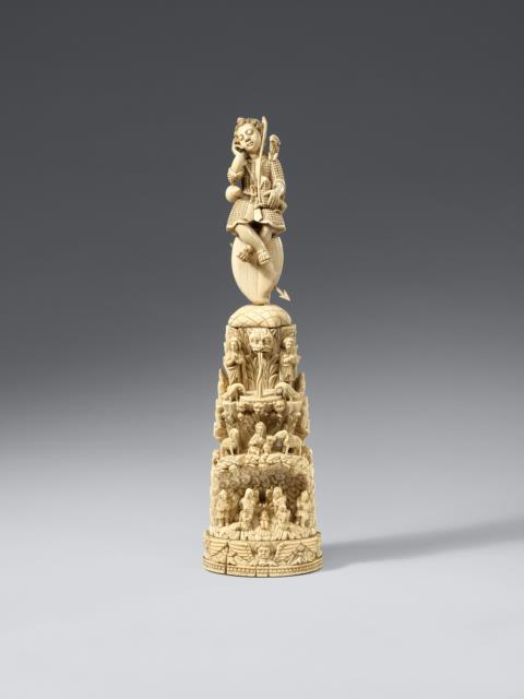  Goa - A large Goan ivory figure of the good shepherd, 17th - 18th century