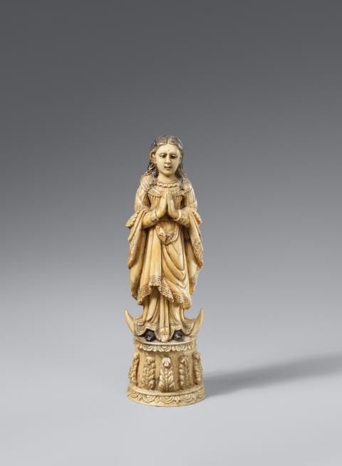  Goa - A Goan ivory figure of the Virgin on the crescent, 17th-18th century
