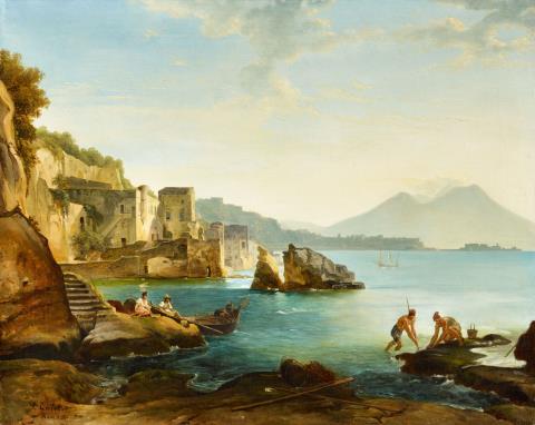 Franz Ludwig Catel - The Bay of Naples with Fishers and Shell Collectors