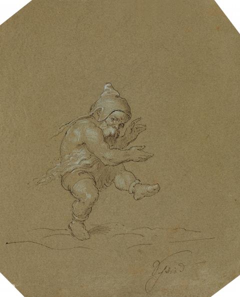 Moritz von Schwind - A Jumping Dwarf (Rumpelstiltskin)