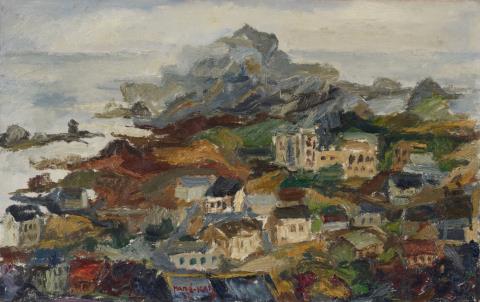 Emmanuel Mané-Katz - Bretonische Küstenlandschaft mit Dorf