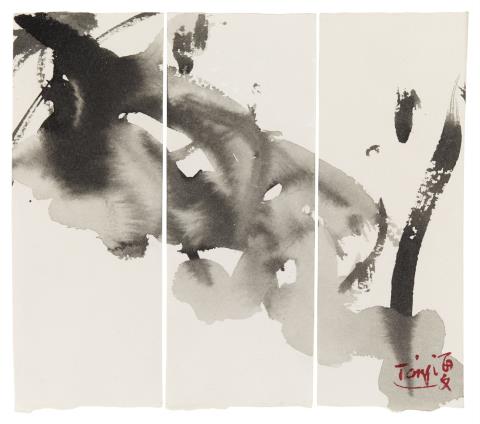 Haywen (Tang Haiwen) T'ang - Triptych. Ink on paper. Signed T'ang in Latin script and Haiwen in Chinese characters.